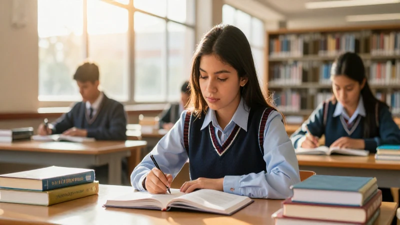 Estudiante mexicana estudia bajo luz dorada