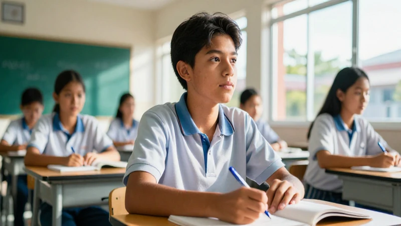 Estudiante mexicano iluminado en aula moderna