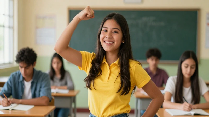 Estudiante mexicano exitoso en clase moderna