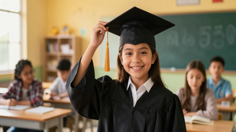 Estudiante mexicano sonriente y graduándose en luz dorada