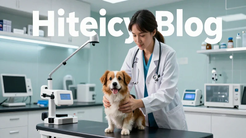 Veterinario examina mascota en clínica moderna