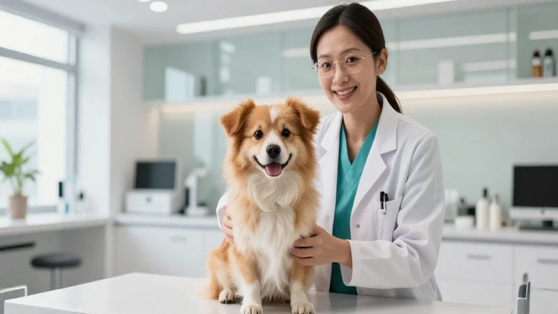 Mascota adorable con cuidado veterinario profesional